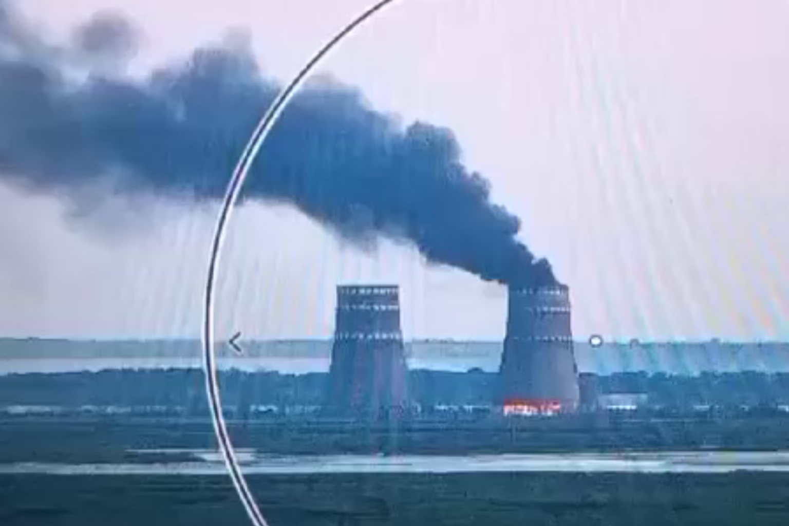 Smoke billows from the Zaporizhzhia nuclear power plant on Sunday (Credit: Ukrainian Presidential Press)