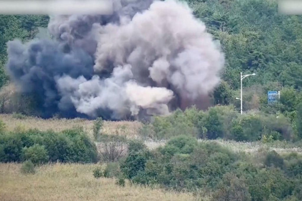 Tensions Escalate as North Korea Blows Up Inter-Korean Roads. (Image Source: South Korea’s Joint Chiefs of Staff)