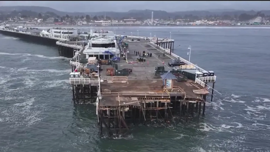 Santa Cruz Wharf Collapse: Iconic Pier Damaged by High Surf. (Image Credit: NBC Universal, Inc.)