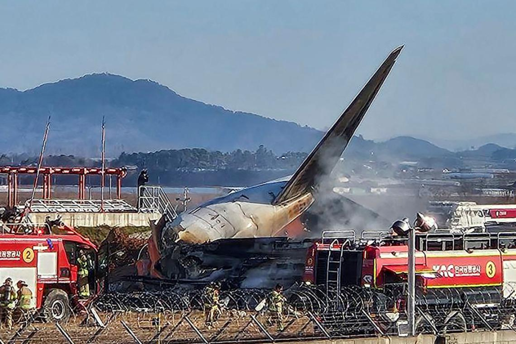 Firefighters at the Jeju Air Flight 2216 crash: 179 Dead in South Korea’s Worst Plane Crash in Decades. (Image Credit: Reuters)