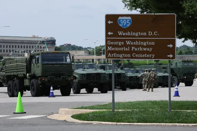 When and Where Is the Military Parade in DC Tomorrow? 1 Various armored vehicles being transported to the to Washington, D.C. ahead of the June 14th Military Parade, which is also President Donald Trump's birthday. (Credit: Getty Images)