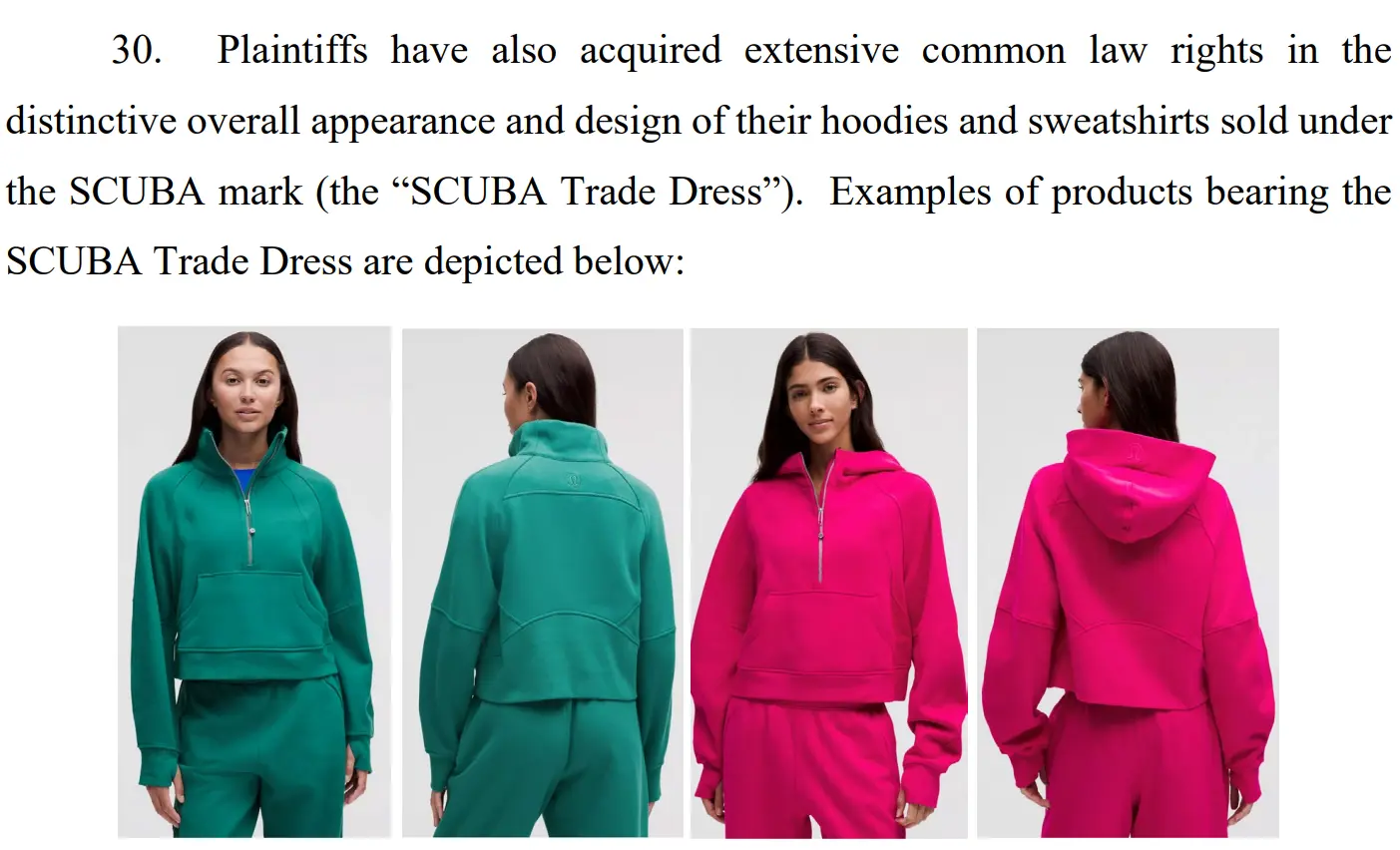Lululemon Sues Costco Over Costco Lululemon Dupe Design Infringements 1 Some of the Lululemon Costco dupe allegations on Costco's SCUBA brand. (Image Source: United States Courts)