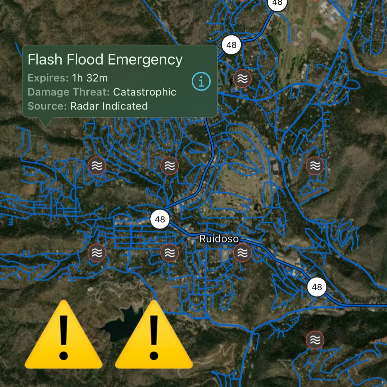 New Mexico Flooding Map Warning.