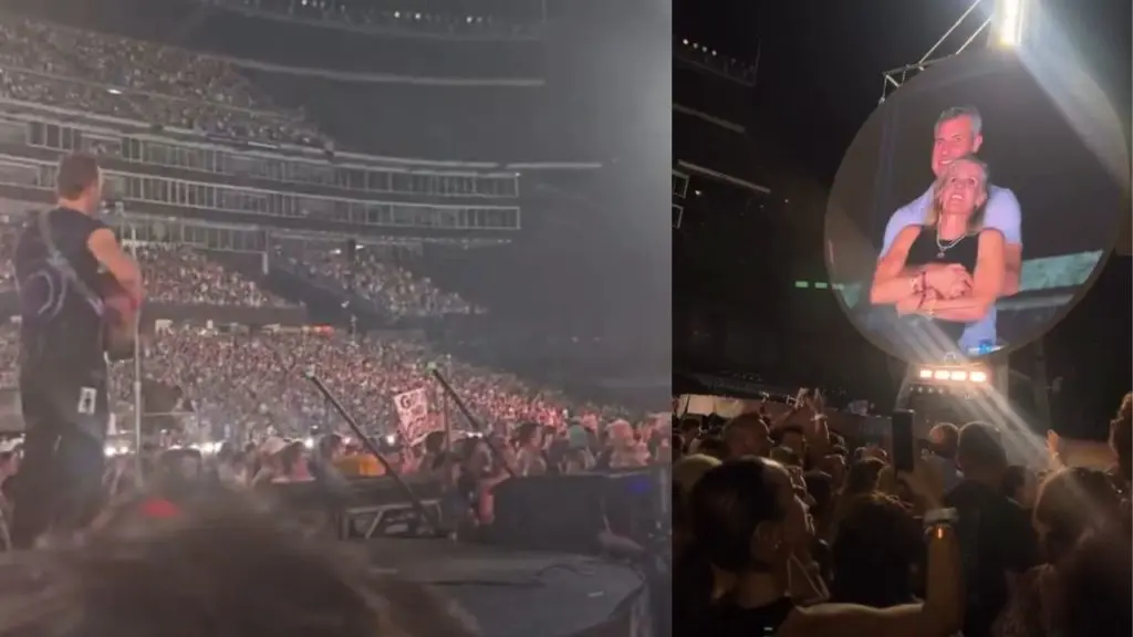 Chris Marten commenting live on stage about the awkward Coldplay kiss cam moment for the Astronomer CEO.