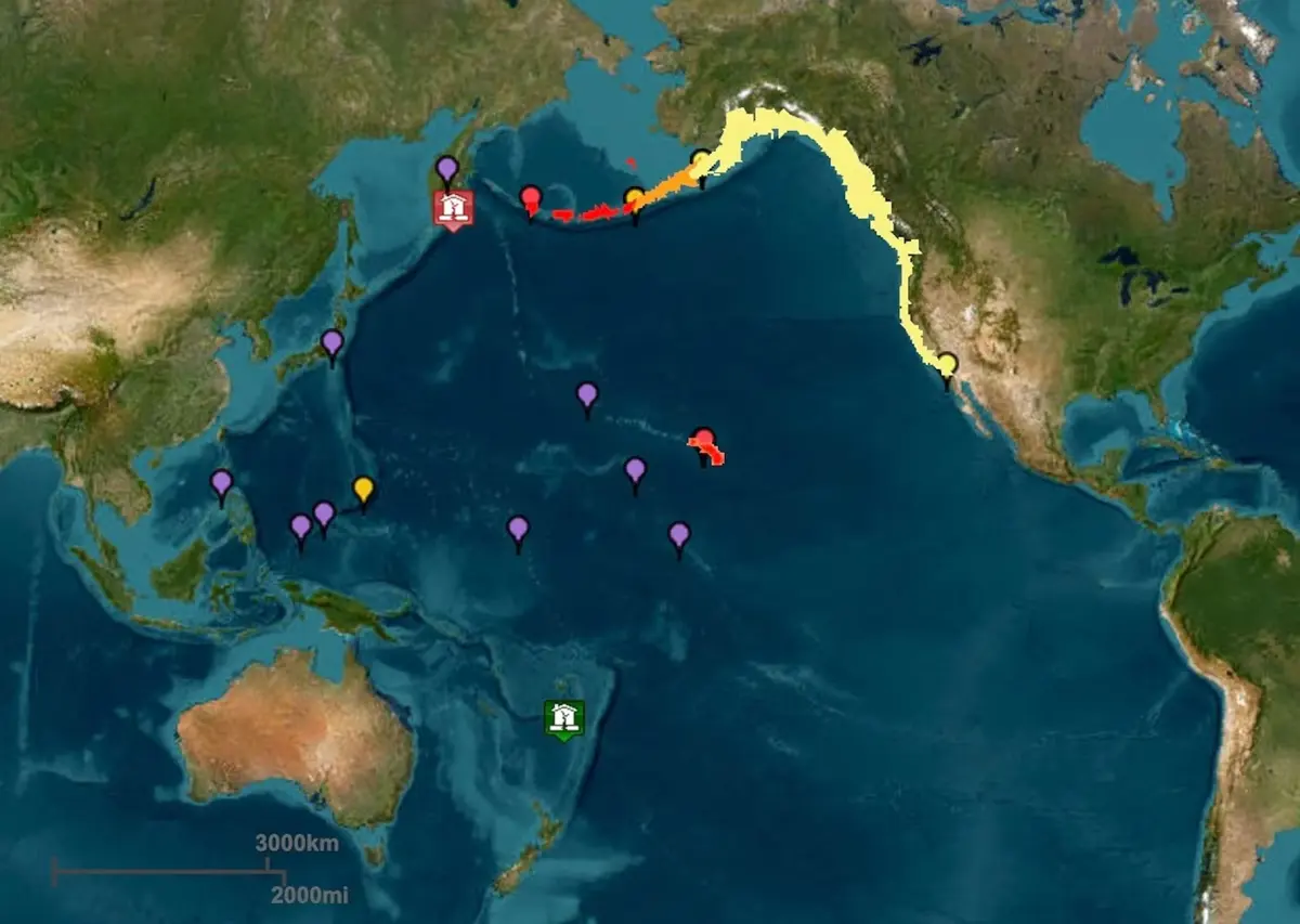 An 8.7 magnitude earthquake near Russia prompts tsunami warning along the U.S. West Coast, Alaska and Hawaii. (Image Source: NOAA)