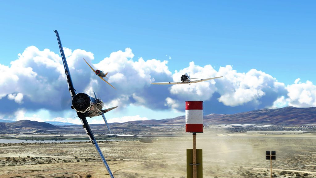 Microsoft Flight Simulator cockpit view during National Championship Air Races
