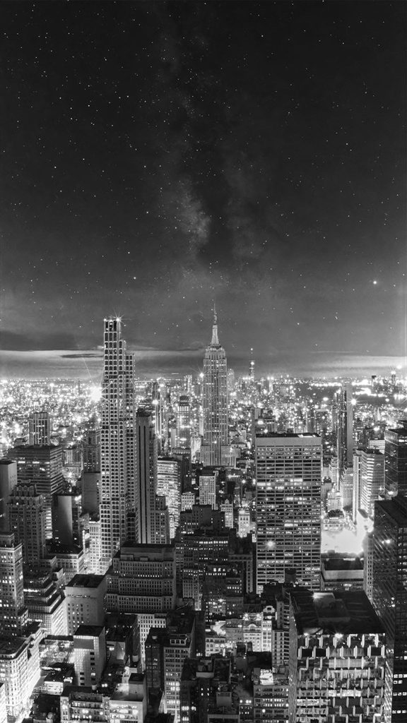 Milky Way over Manhattan skyline in infrared photography