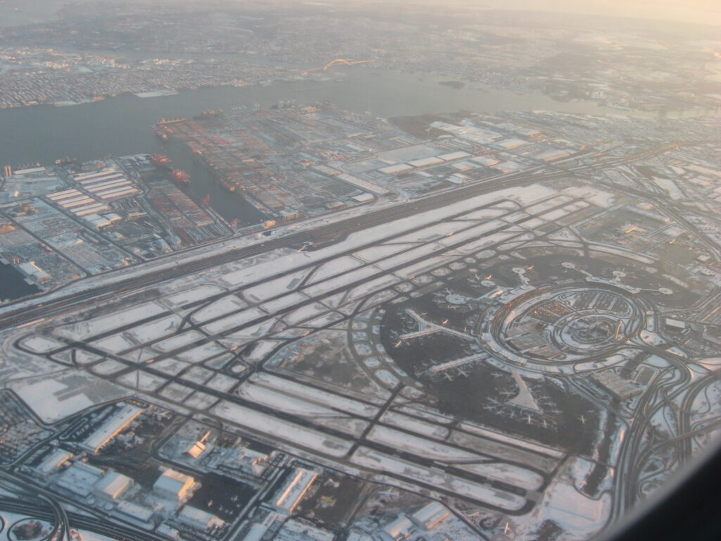 Airbus A330 aircraft parked at Newark Liberty International Airport terminal
