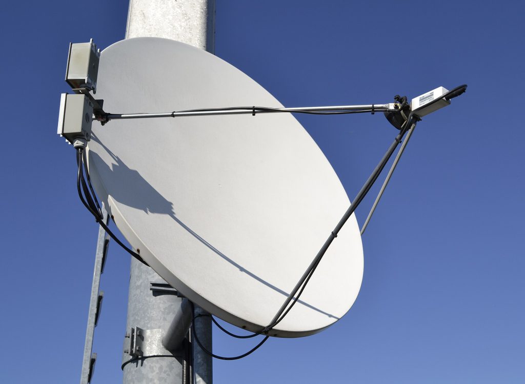 Starlink satellite dish terminal on a battlefield in Ukraine
