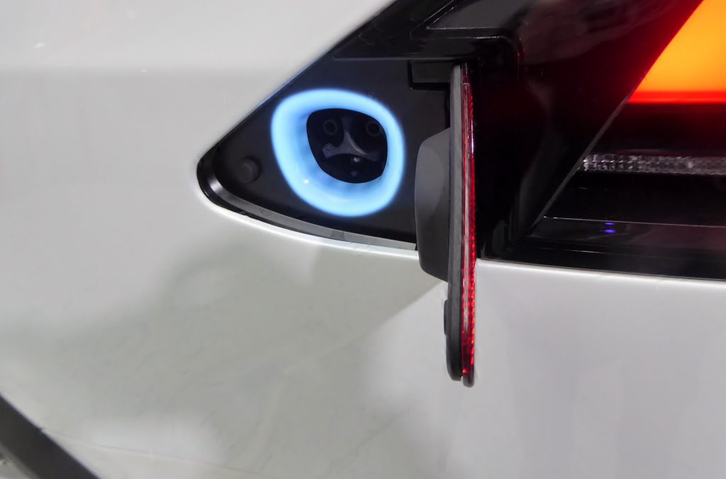 Electric vehicle charging station at a US gas station