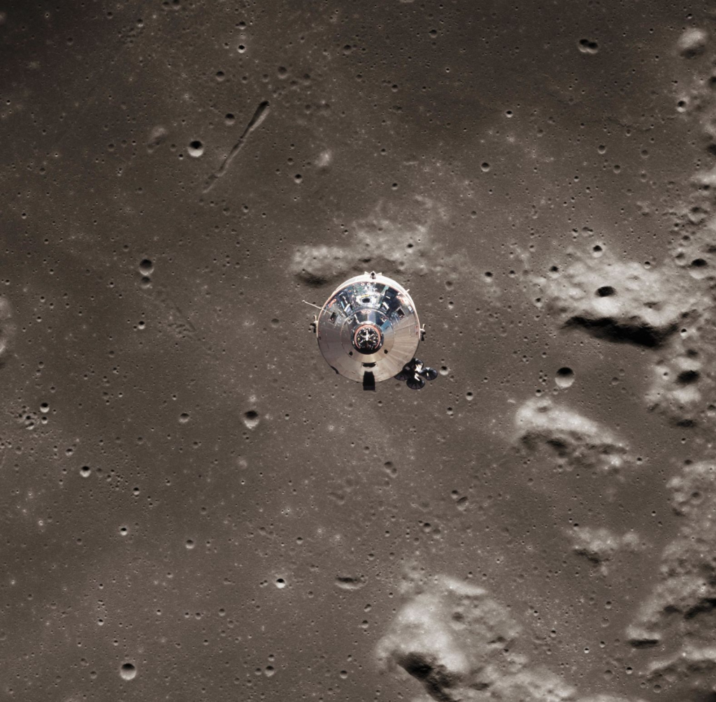 Celebrating 55 Years of Apollo 11: Moon Landing Anniversary 2 This image, taken from the Eagle lunar module, shows the Columbia command module pulling away near the lunar surface. (Credit: NASA/Corbis Historical/Getty Images)