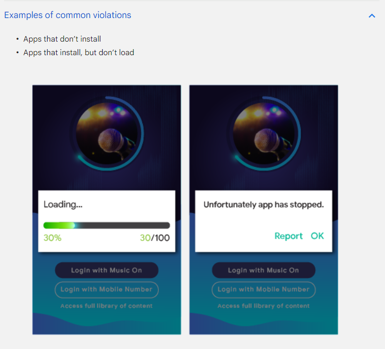 Google to Purge Low-Quality Apps from Play Store 2 Examples of apps that violate Google's new policy, starting August 31. (Source: Google)