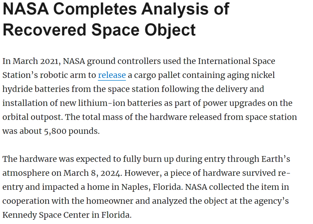 Florida Family Sues NASA After Space Debris Crashes Through Roof 3