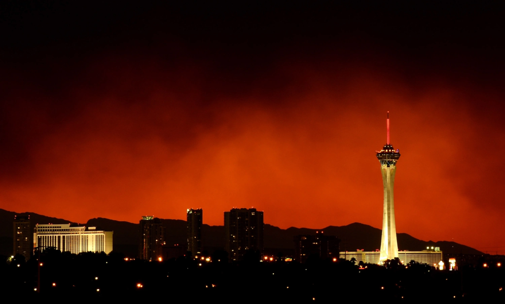 Smoke from massive wildfire billows over Las Vegas.