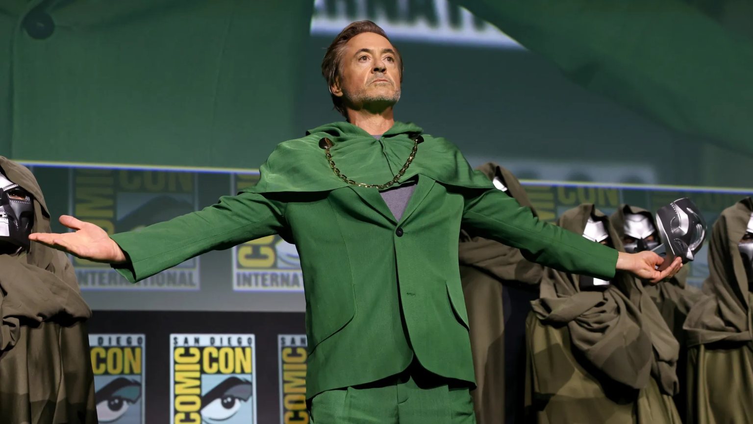 Robert Downey Jr. surprised fans at San Diego Comic-Con by revealing his new role in the Marvel Cinematic Universe. (Credit: JESSE GRANT/GETTY IMAGES FOR DISNEY)