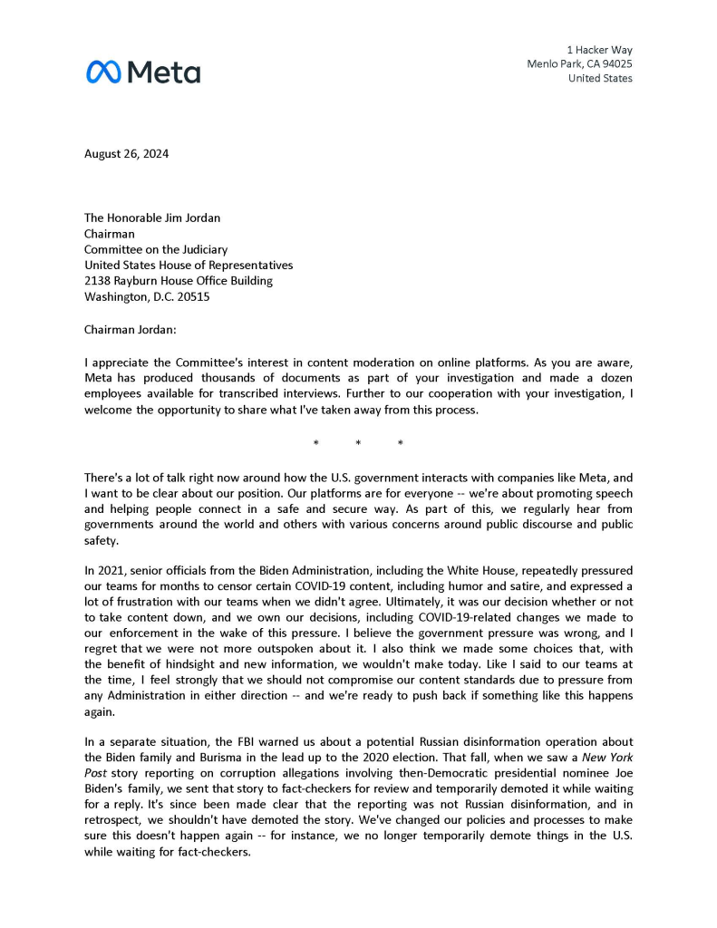 Mark Zuckerberg Admits to Biden Administration Pressure in Meta’s Censorship 1 Mark Zuckerberg Admits to Biden Administration Pressure in Meta’s Censorship. (Image Credit: House Committee on the Judiciary)