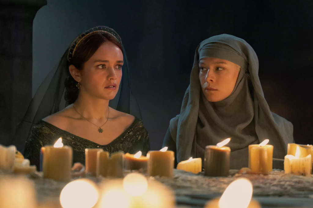 Olivia Cooke and Emma D'Arcy in 'House of the Dragon' season 2. (Credit: HBO)
