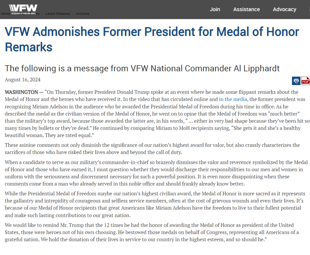 Trump Sparks Controversy with Comments on Medal of Honor and Medal of Freedom 2