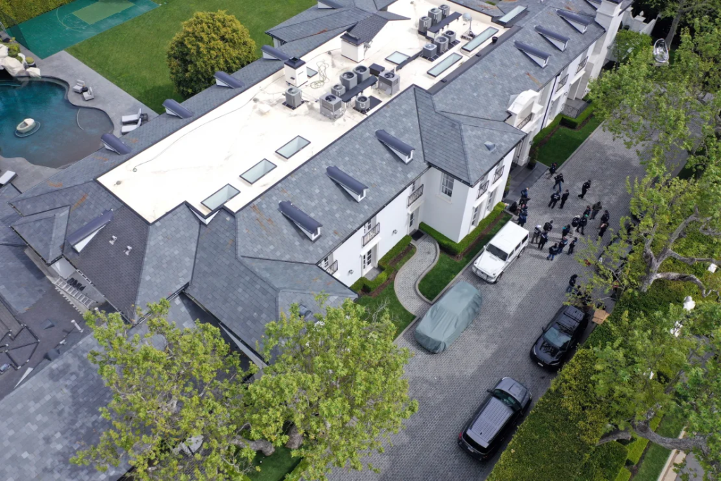 Sean ‘Diddy’ Combs Arrested in New York Amid Federal Investigation 3 An aerial view of the home of Sean "Diddy" Combs during a raid by federal law enforcement agents in Los Angeles, California, on March 25. (Credit: MEGA/GC Images/Getty Images)