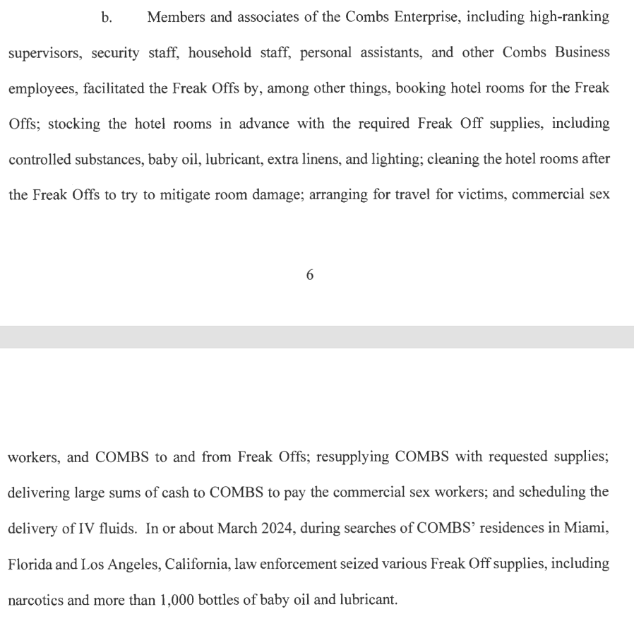 Sean "Diddy" Combs And The 1,000 Bottles Of Baby Oil: A Closer Look At The Indictment 3 The indictment of Sean "Diddy" Combs reveals to the public what was found at the raids of Diddy's homes in Miami and Los Angeles. Including, but not limited to, "more than 1,000 bottles of baby oil and lubricant." (Source: The U.S. Attorney's Office)