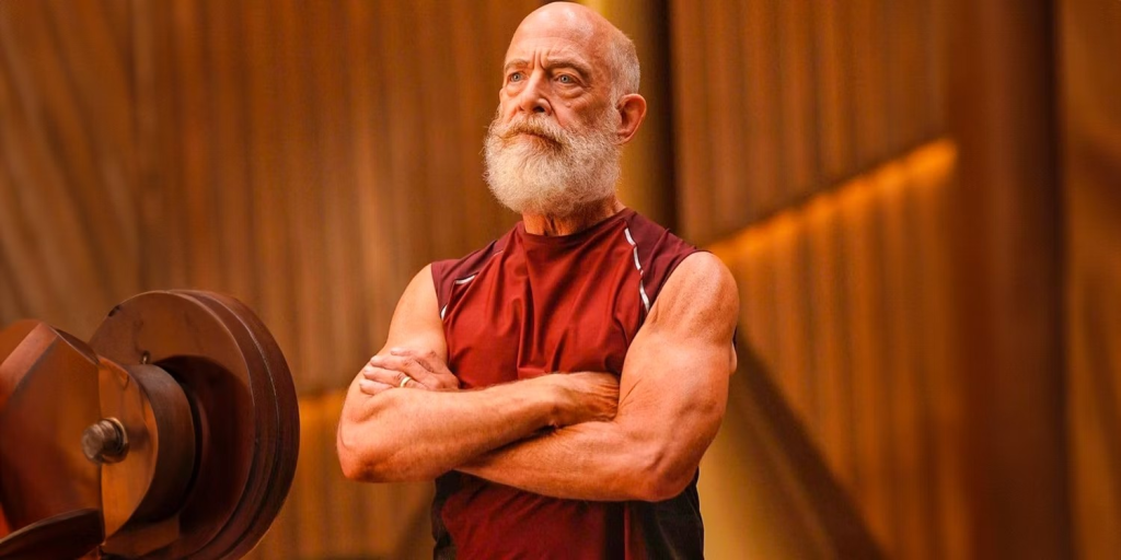 Red One: A Christmas Action-Comedy Set To Jingle Box Office 4 J.K. Simmons as "buffed" Santa Claus / Red One. (Image Credit: Warner Bros. Pictures.)