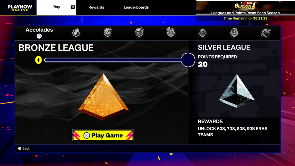 NBA 2K25 Release Date: Everything You Need to Know 3 NBA 2K25's Leagues will now consist of a five-level ranking system with Bronze, Silver, Gold, Platinum, and GOAT to determine your skill level. (Source: PlayStation Blog)