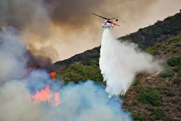Firefighters battle the Airport Fire along Trabuco Creek Road in Trabuco Canyon, CA, on Monday, Sept. 9, 2024. (Image Credit: Jeff Gritchen, Orange County Register/SCNG)