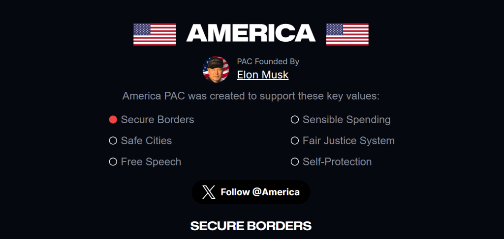 Elon Musk petition, the America PAC. (Image Source: America PAC)