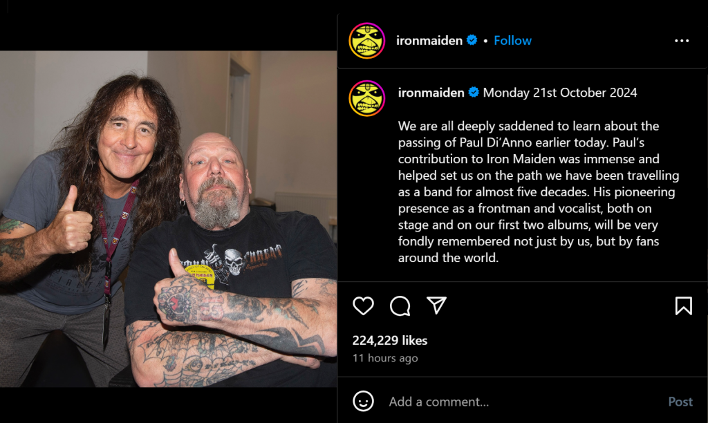 Paul Di'Anno, Iron Maiden's First Lead Singer, Dies At 66 2