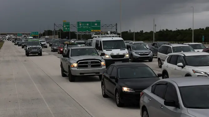 Milton Hurricane Tracker: Category 5 Storm Bears Down on Florida 2 Traffic is heavy as thousands evacuate ahead of Hurricane Florida Milton as it churns in the Gulf of Mexico on October 07, 2024, in St. Petersburg, Florida. (Credit: Spencer Platt/Getty Images)