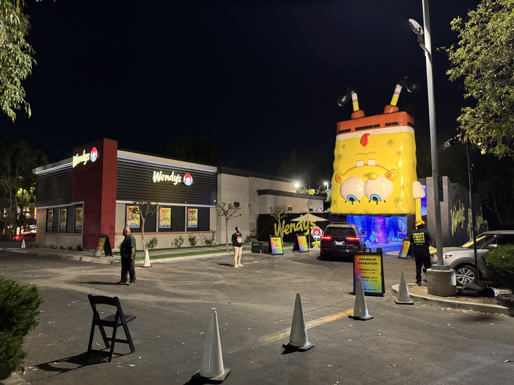 Is This the Krusty Krab? No, This is Wendy's: New Krabby Patty Collab Hits Restaurants This Week 2 A Wendy's Krabby Patty SpongeBob theme collab at Wendy's drive-thru in Los Angeles. (Image Source: X / Twitter @SoCal360)