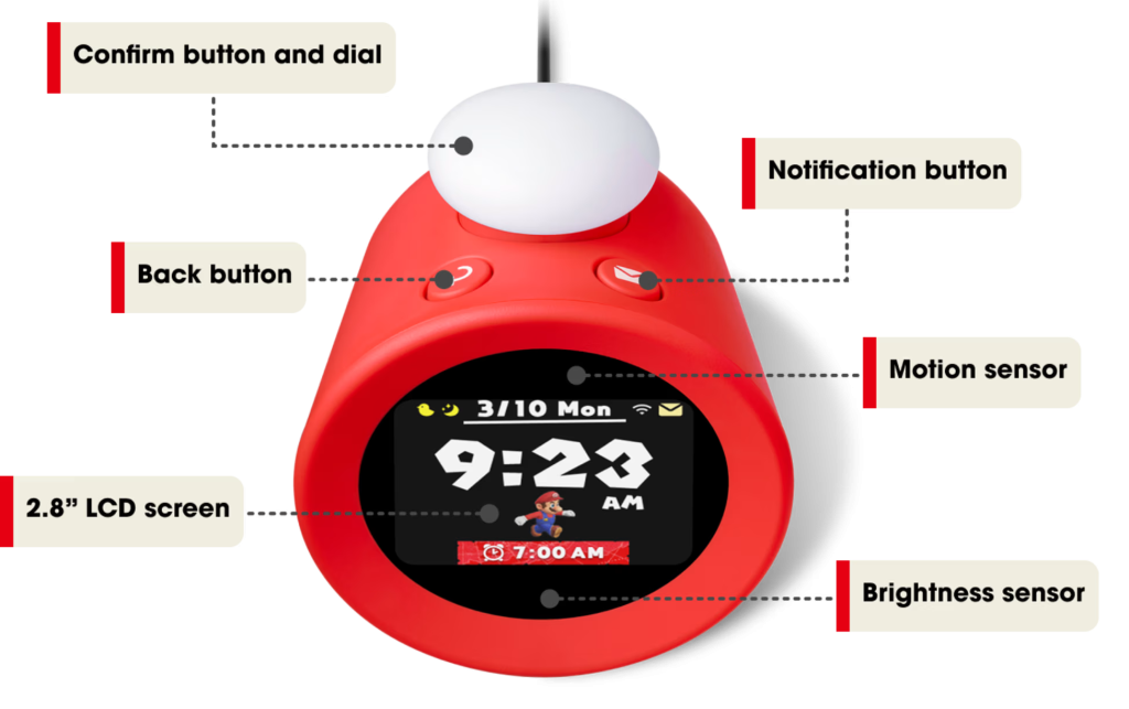 Nintendo Alarmo: The New Interactive Alarm Clock for Gamers 2 The Alarmo Nintendo clock has all the functionality that you would expect from a normal alarm clock, with some added more features and Nintendo theme. (Image Source: Nintendo)