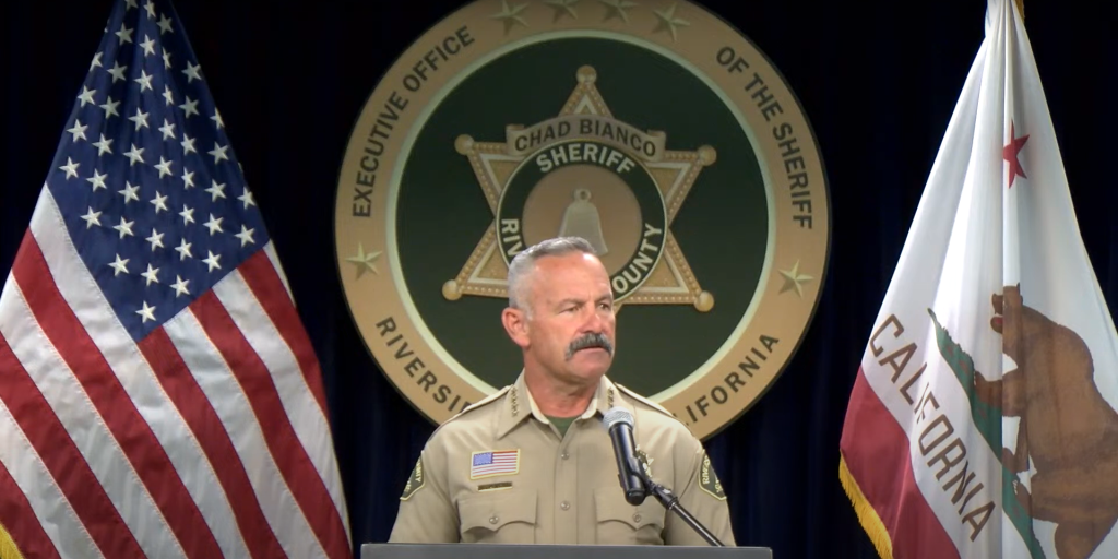Man Arrested Near Trump Rally Denies Third Assassination Attempt 2 Riverside County Sheriff Chad Bianco at the press conference regarding Trump Rally Arrest for possibly third Trump assassination attempt. (Image Source: Riverside County Sheriff's Office)