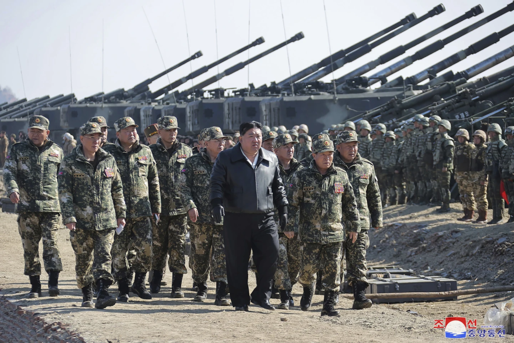 Tensions Escalate As North Korea Blows Up Inter-Korean Roads 2 North Korean leader Kim Jong Un, center, supervises artillery firing drills for North Korea war (Image Credit: Korean Central News Agency/Korea News Service)