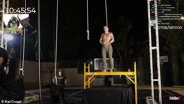 Magician Max Major And Kai Cenat’s Viral Hanging Prank Controversy 1 Video footage from Kai Cenat hanging livestream on Twitch. (Image Credit: Twitch @kaicenat)