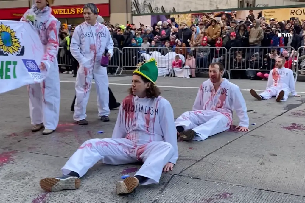 Last year's Thanksgiving Parade protest who glued their hand in the parade route in New York. (Image Credit: FNTV)