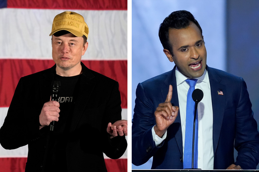 Elon Musk to Lead New "Department of Government Efficiency" 1 From left to right, Elon Musk, CEO of Tesla and SpaceX and Vivek Ramaswamy, former Republican presidential candidate, will lead the "Department of Government Efficiency" or DOGE department.
