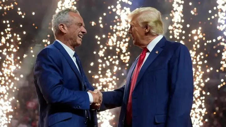RFK Jr. Trump cabinet pick at his campaign rally in Glendale, Arizona, on Aug. 23. (Image Credit: AP)