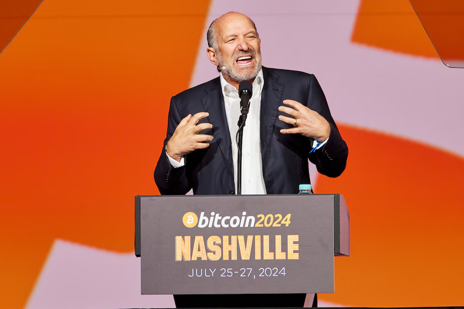 Howard Lutnick Commerce Secretary, CEO of Cantor Fitzgerald, speaks at a bitcoin conference in Nashville in July. (Image Credit: Johnnie Izquierdo / The Washington Post)