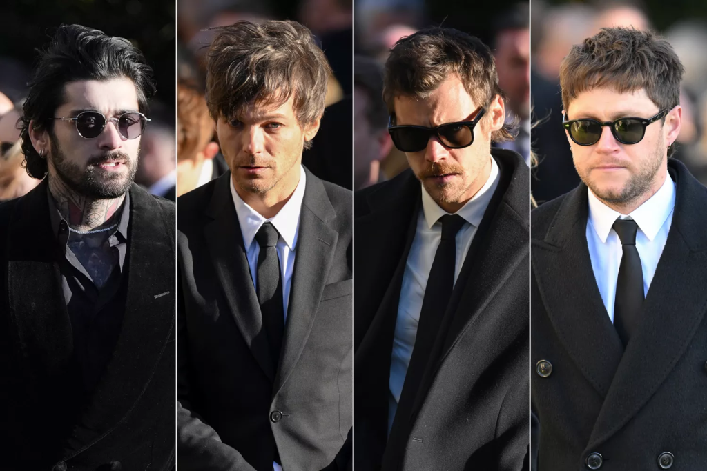 Liam Payne Funeral: One Direction Reunites to Mourn 3 From left to right, One Direction members Zayn Malik, Louis Tomlinson, Harry Styles and Niall Horan at Liam Payne's funeral. (Credit: Andrew Matthews/PA Images via Getty; Karwai Tang/WireImage)
