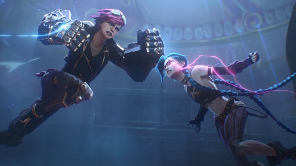 From left to right, Vi (voiced by Hailee Steinfeld) and Jinx (voiced by Ella Purnell) in Arcane Season 2 release trailer (Image Credit: Netflix)