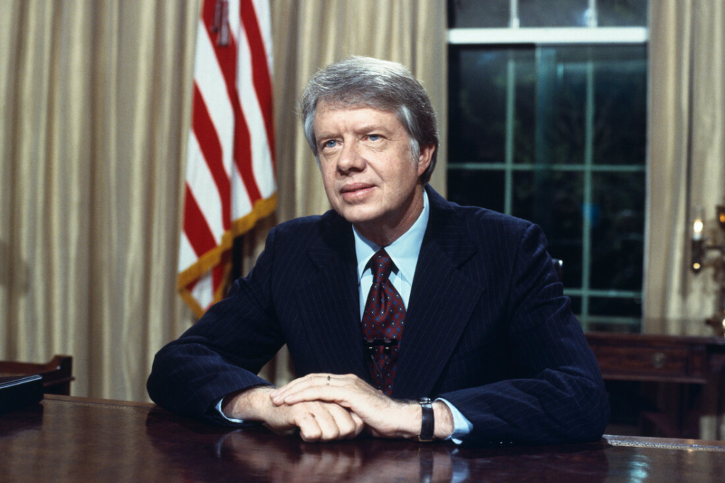 Former President Jimmy Carter in the White House on April 18, 1977. (Image Credit: Bettmann / Bettmann Archive)