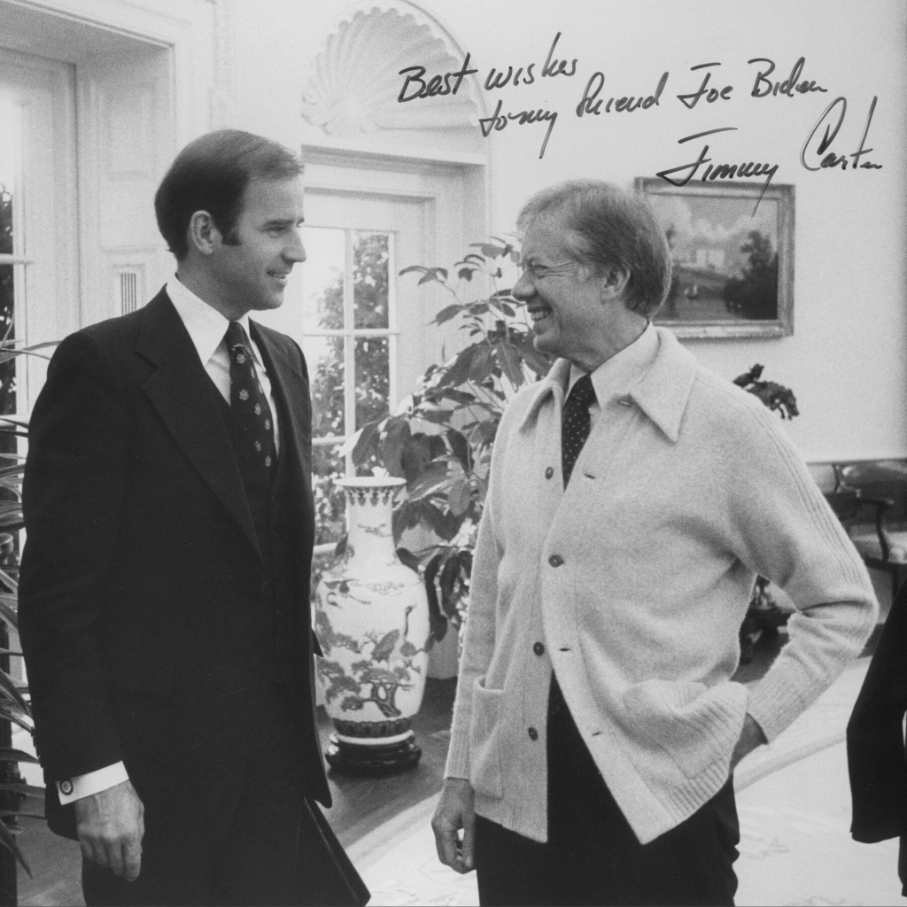 President Joe Biden (left) with Former President Jimmy Carter (right).