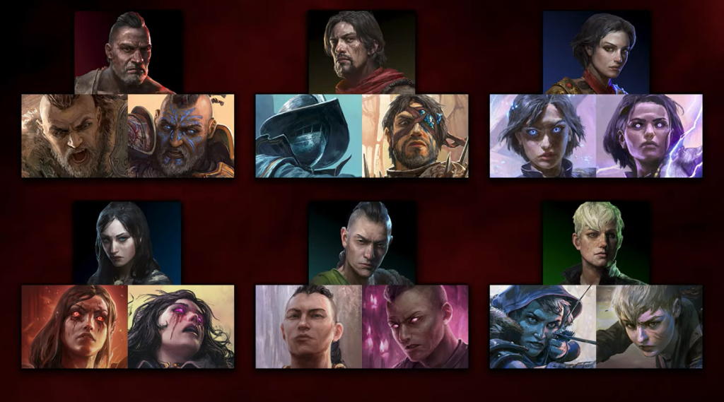 Path of Exile 2 classes, there will be 6 playable classes for the early access period, not including 12 subclasses which you can unlock through Ascendancies trials. (Image Source: Grinding Gear Games)