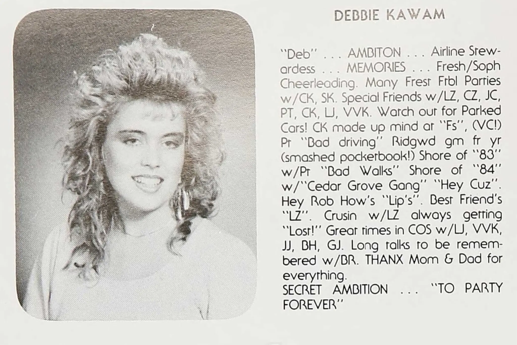 A 1985 yearbook photo of Debrina Kawam, the subway fire woman victim in New York. (Image Credit: US School Yearbook)
