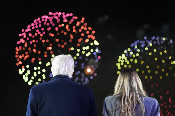 Trump's Inauguration Day 2025: When Does Trump Take Office? 2 President-elect Donald Trump with Melania Trump and family watching fireworks at Trump National Golf Club in Sterling, Virginia. (Image Credit: AP)