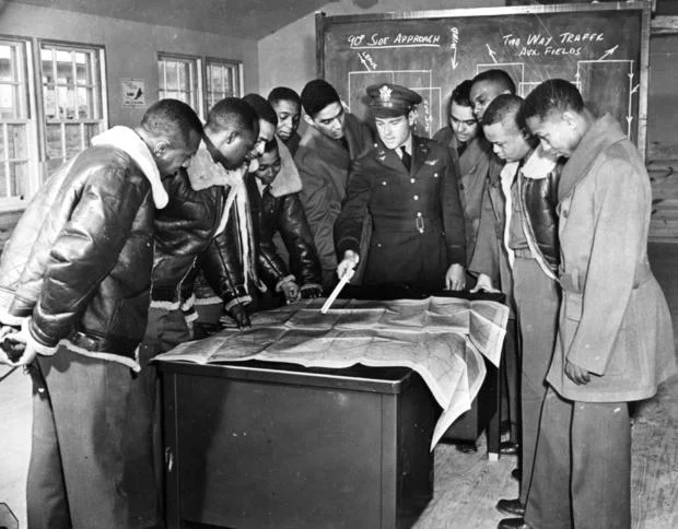 Tuskegee Airmen Training Videos Removed By Shift On DEI 1 African-American airmen training at Tuskegee Airfield in Alabama, 1943. (Credit: Getty Images)