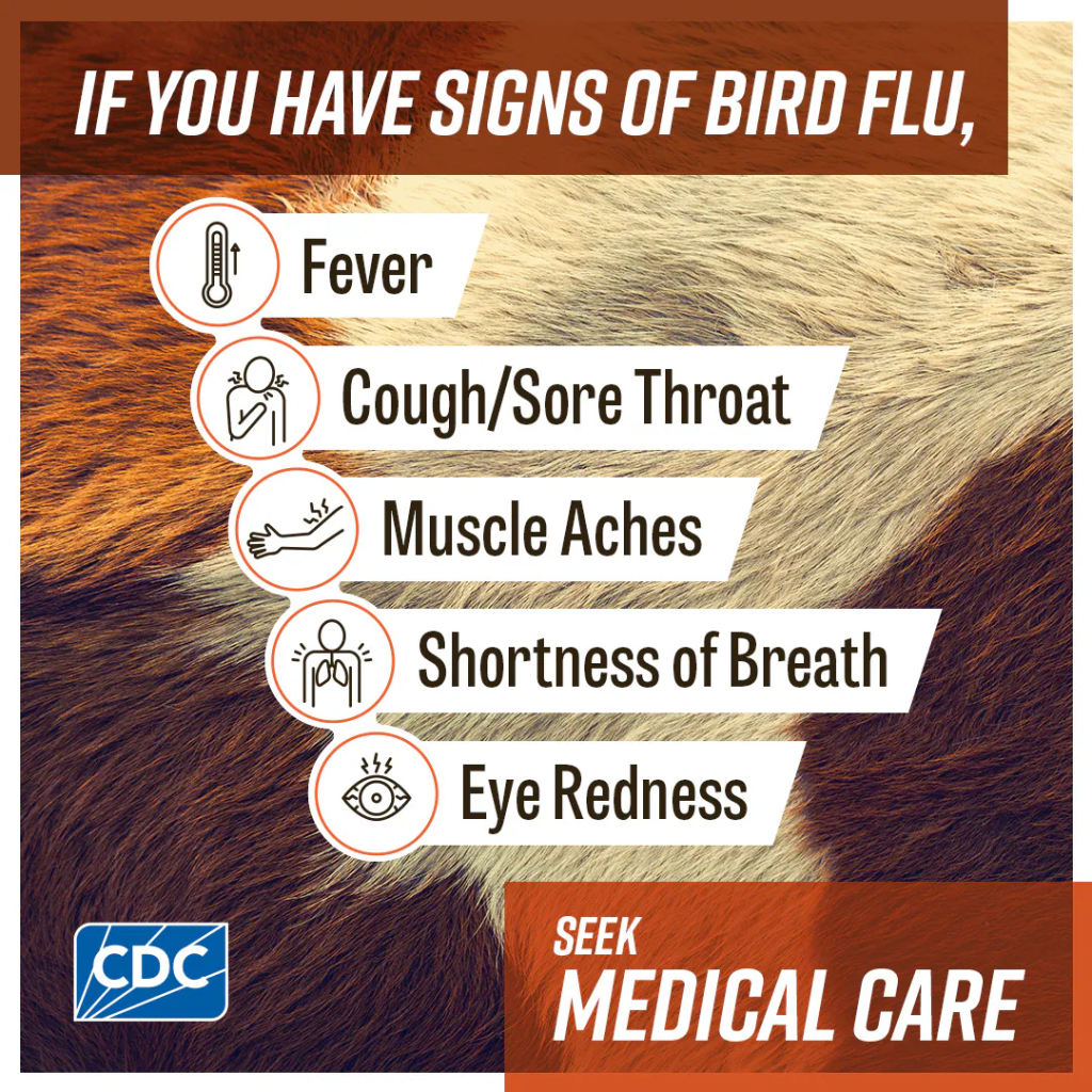 First U.S. H5N1 Bird Flu Death Reported in Louisiana 2 H5N1 Symptoms according to the CDC. (Image Credit: CDC)