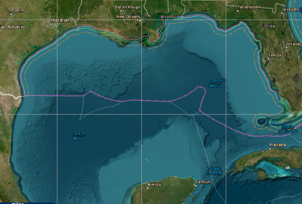 Who Owns the Gulf of Mexico? Can Trump Rename It? 1 The Gulf of Mexico and maritime jurisdictions. The pink lines is where the U.S. has sovereign rights and jurisdiction as provided for in international law, according to the National Oceanic and Atmospheric Administration. (Image Credit: NOAA)