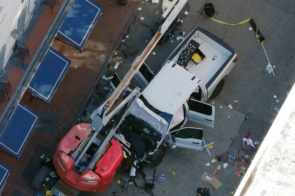 A pickup truck driven by 42-year-old Shamsud-Din Jabbar plowed through crowds of revelers on Bourbon Street, New Orleans resulting in the death of at least 15 people and injuries to over 30 others. (Image Credit: FBI)
